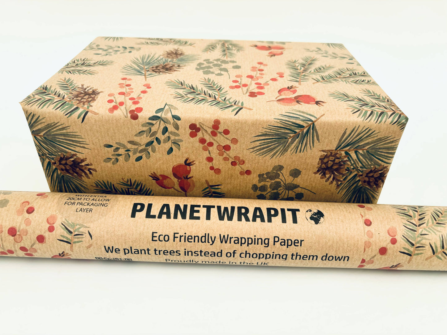 Holiday Pine Recycled Kraft Gift Wrapping Paper