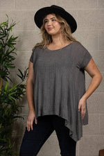 Oversize Asymmetric Hem Plus Size Knit Top