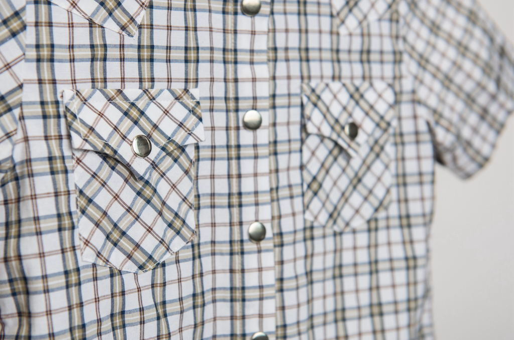 Youth Plaid Pattern Metal Snap