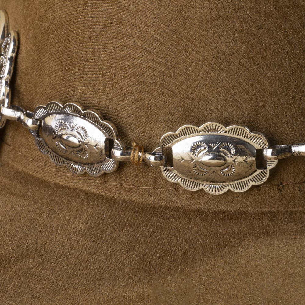 Turquoise Concho Chain Band Western Cowboy Hat