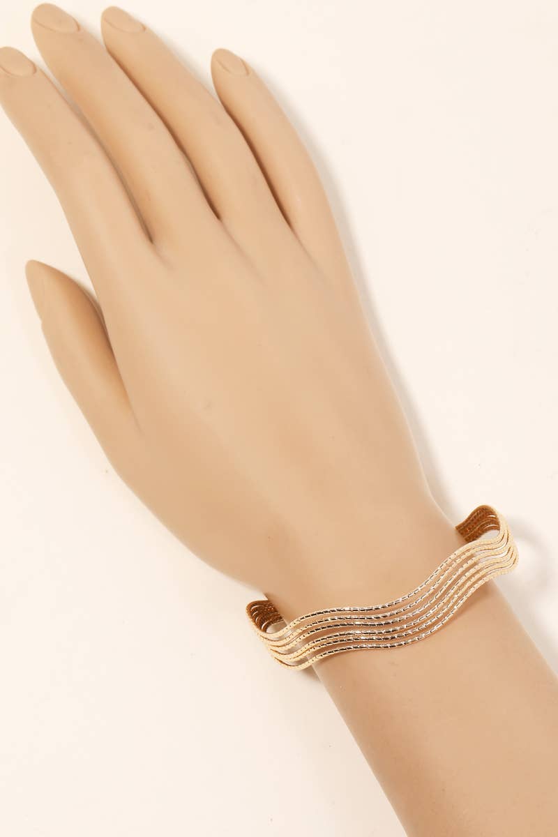 Textured Multi Strand Cuff Bracelet.