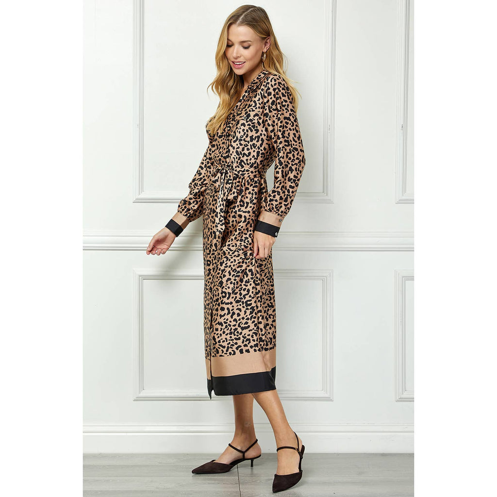 Leopard Wrap Midi Dress