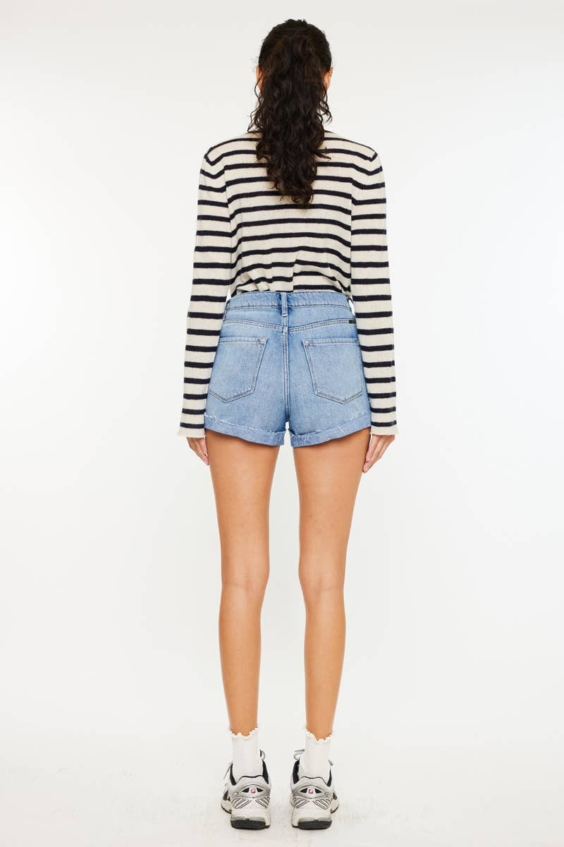 High Rise Distressed Jean Shorts