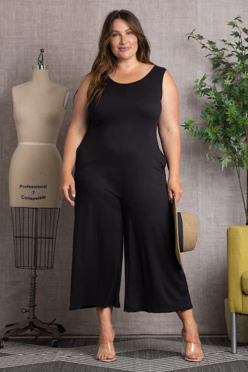 Sleeveless Wide Leg Plus Size Jumpsuit