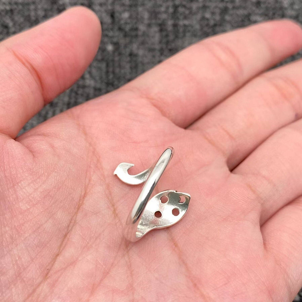 Silver Peacock Feather Adjustable Ring