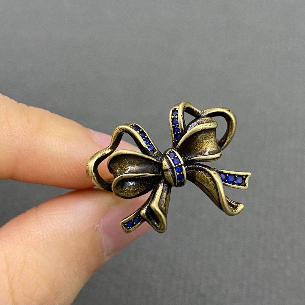 Antique-Inspired Jeweled Bow Adjustable Ring