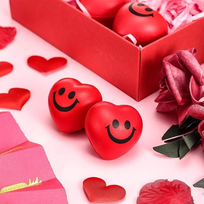 Red Heart Smiley Stress Balls