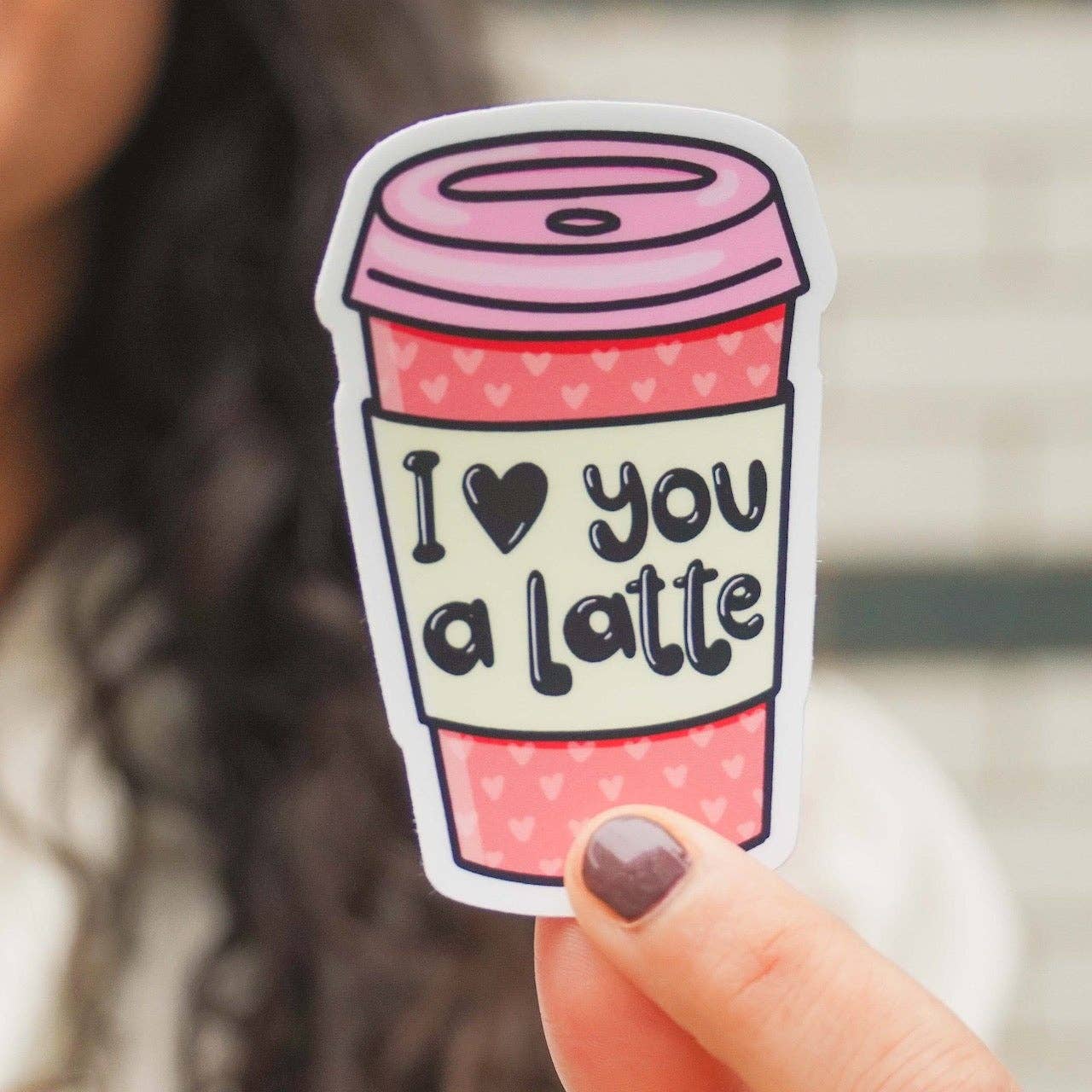 I Love You A Latte Coffee Cup Sticker.