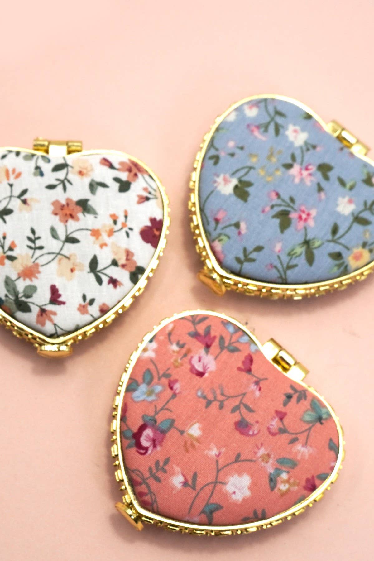 TRAVEL POCKET COMPACT HANDHELD FLORAL MIRROR | 40M103: Blue
