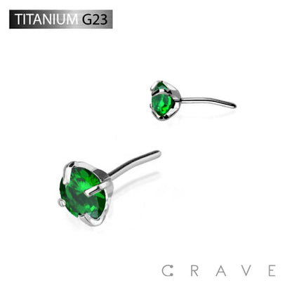 TITANIUM THREADLES PUSH IN CZ PRONG SET TOP PART: 1.5MM||AURORA BOREALIS