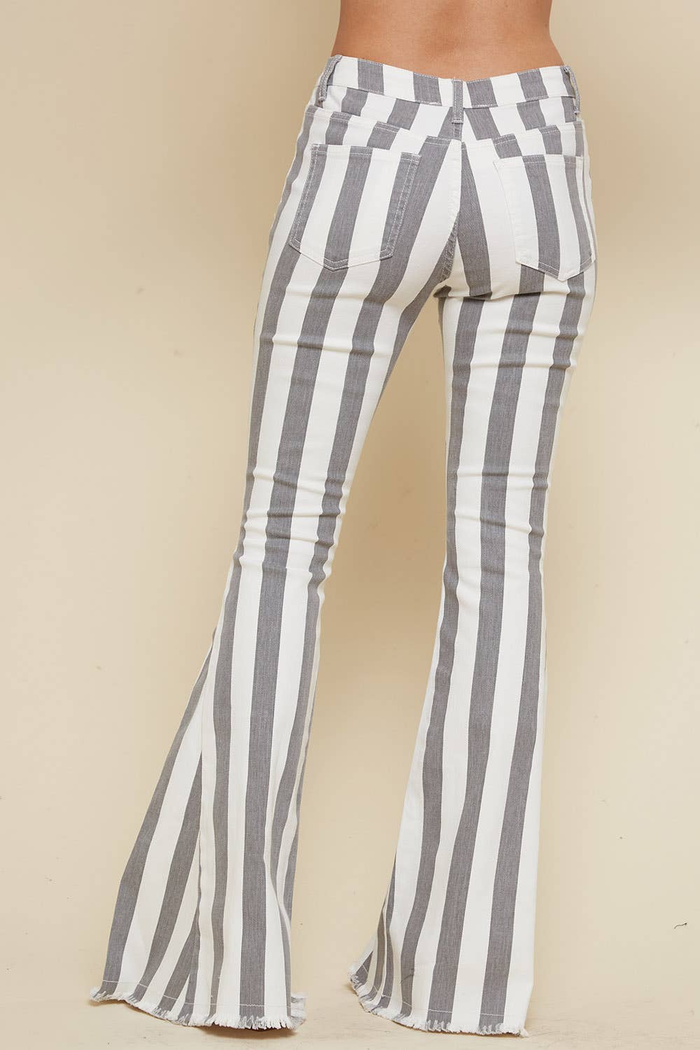 Western Charcoal Stripe Bell Bottom Jeans