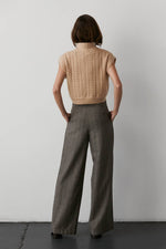 Camila Herringbone Wide-Leg Trouser