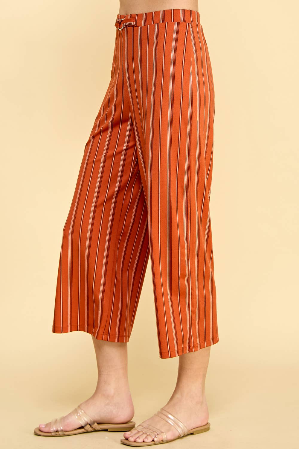 High Waist Cropped Striped Pants