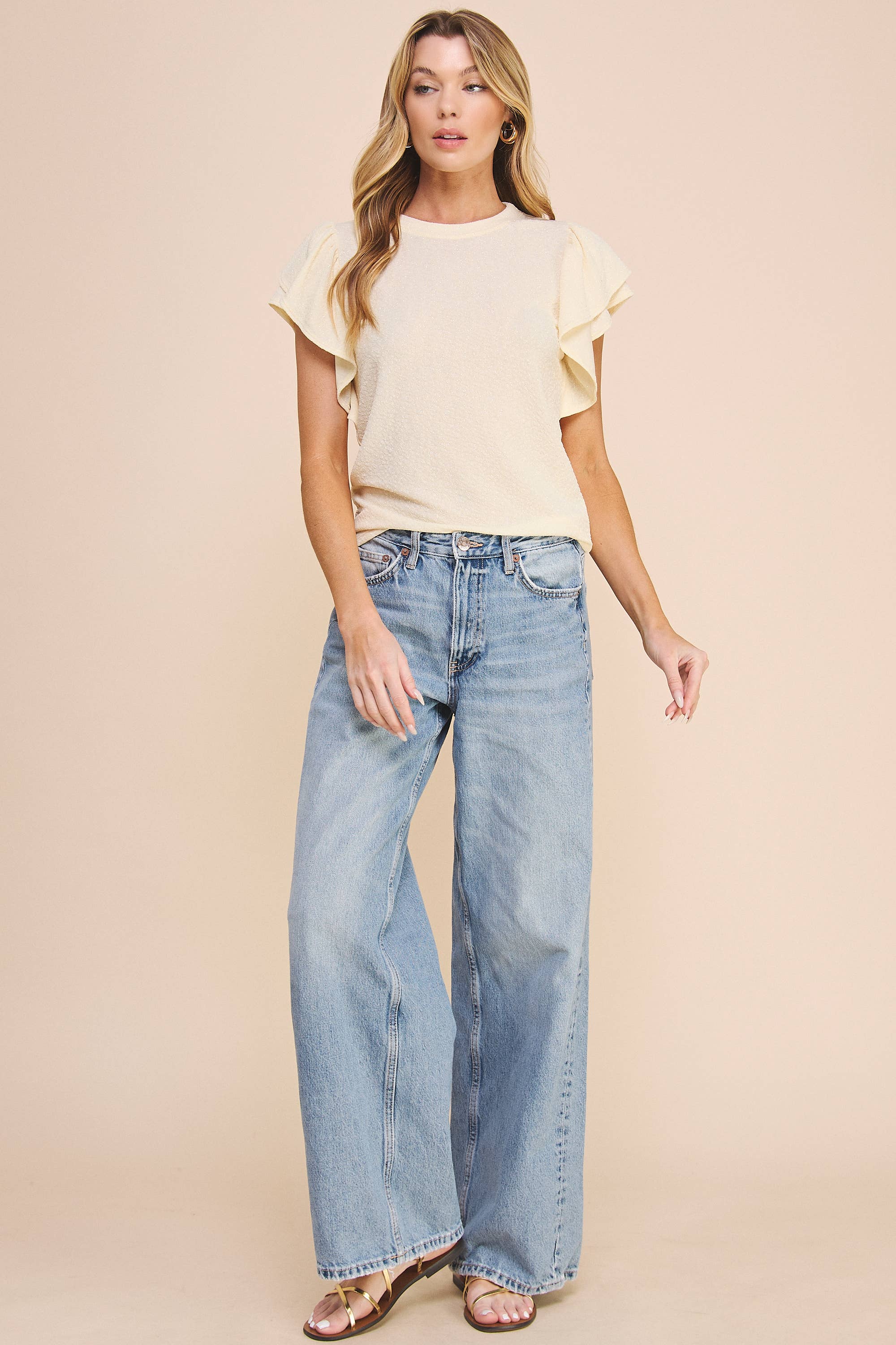 Sparkly Ruffle Sleeve Irvin Blouse 