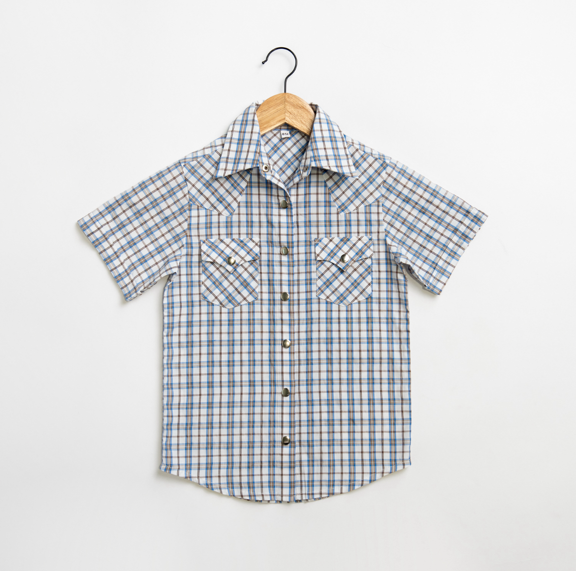 Youth Plaid Pattern Metal Snap