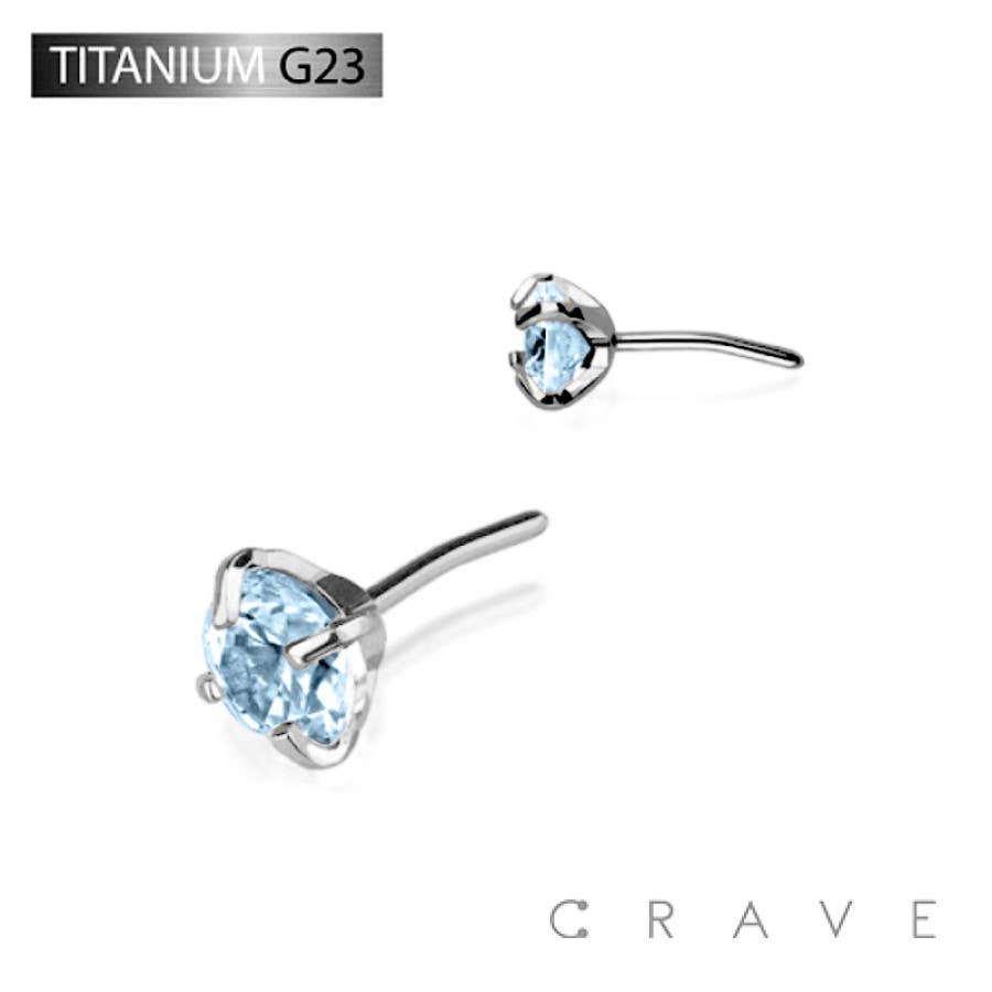 TITANIUM THREADLES PUSH IN CZ PRONG SET TOP PART: 1.5MM||AURORA BOREALIS