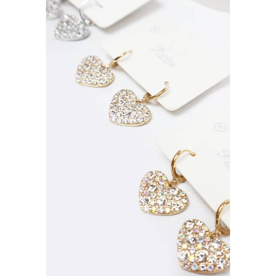 Rhinestone Hearts Dangle Earrings