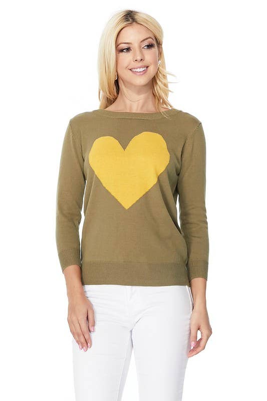 Love Heart Crew neck Pullover Sweater