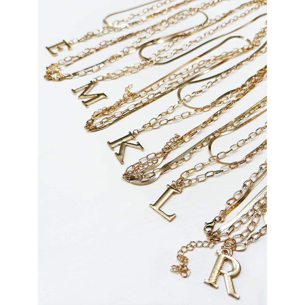Gold Double Layered Initial Pendant Necklace