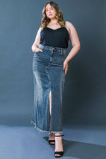 Plus Size Fray Denim Skirt