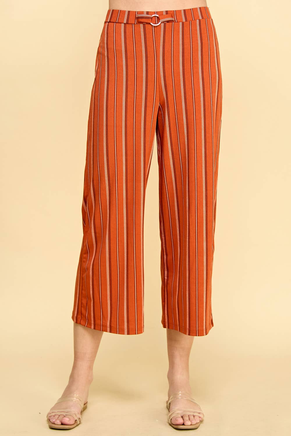 High Waist Cropped Striped Pants
