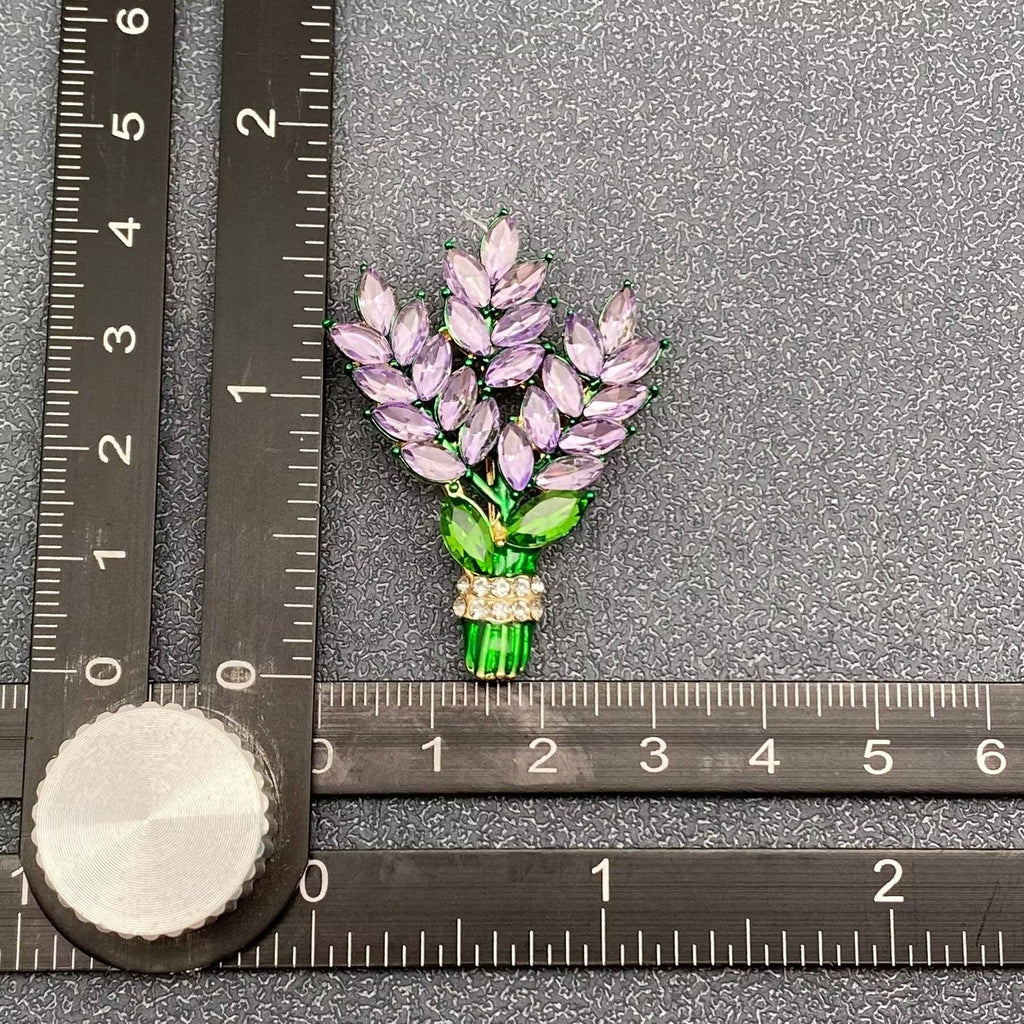 Jeweled Lavender Bouquet Brooch