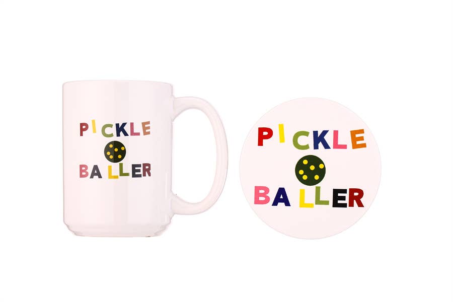 Pickle Baller Coffee Mug and Coaster Set
