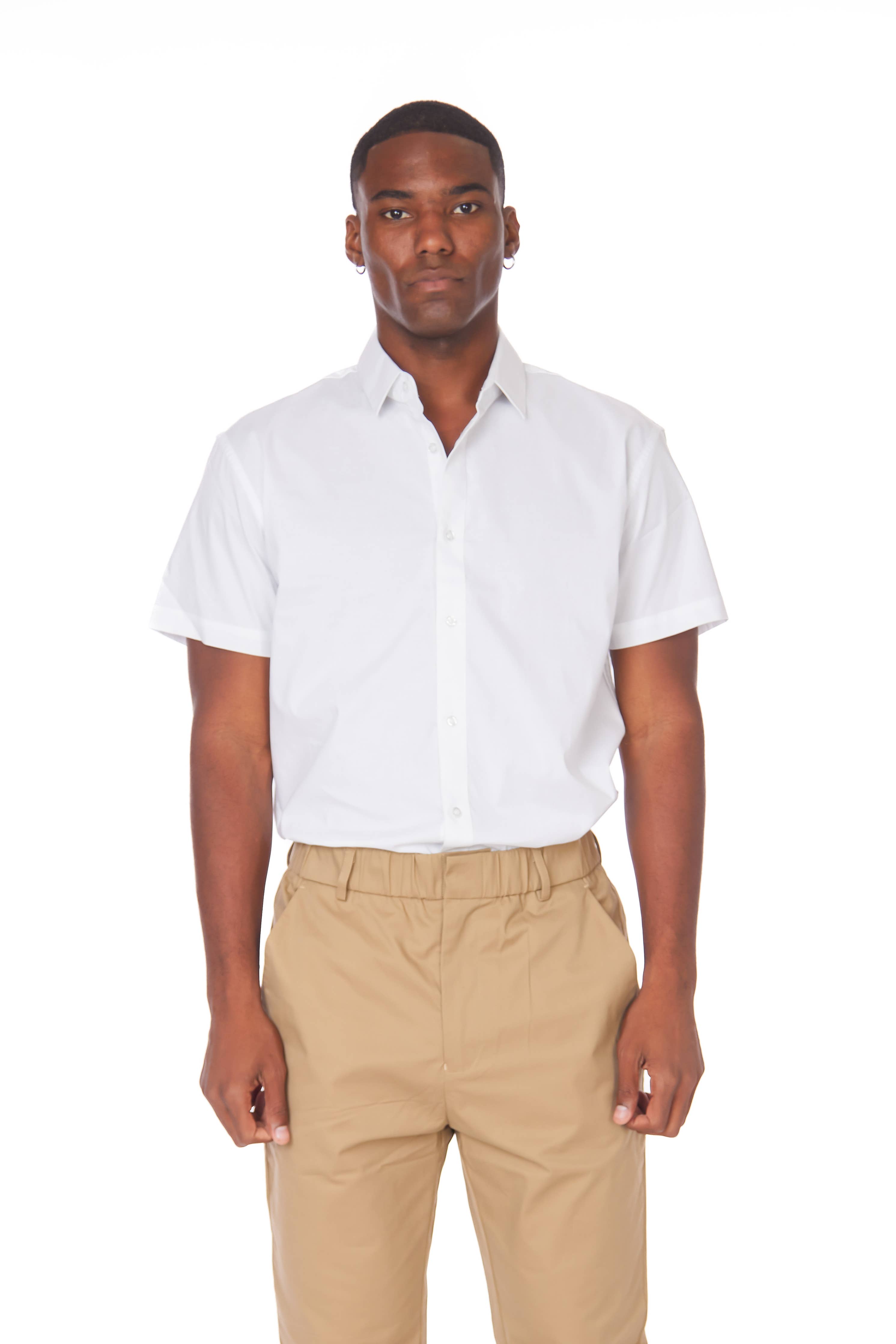 Men's Cotton Stretch SS Solid Shirt