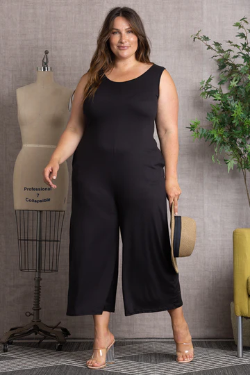 Sleeveless Wide Leg Plus Size Jumpsuit