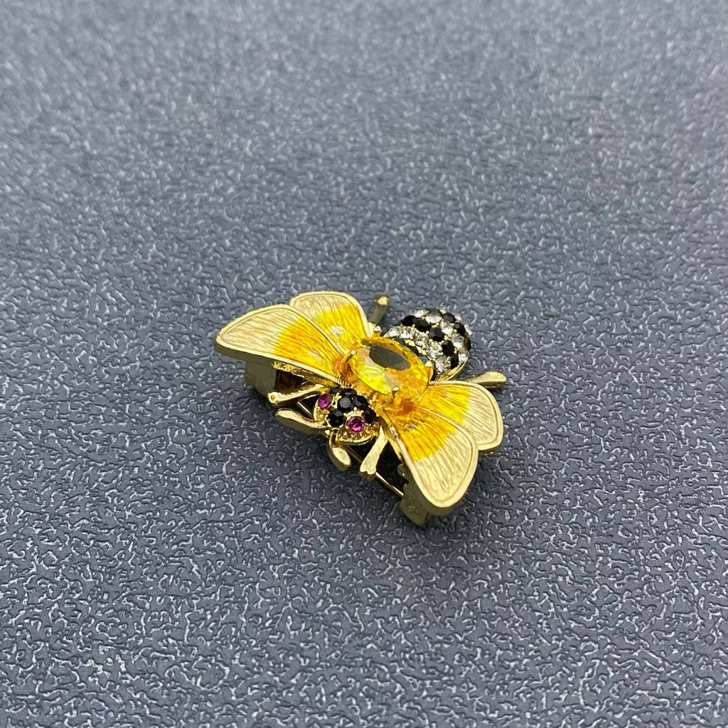 Golden Jeweled Bee Brooch