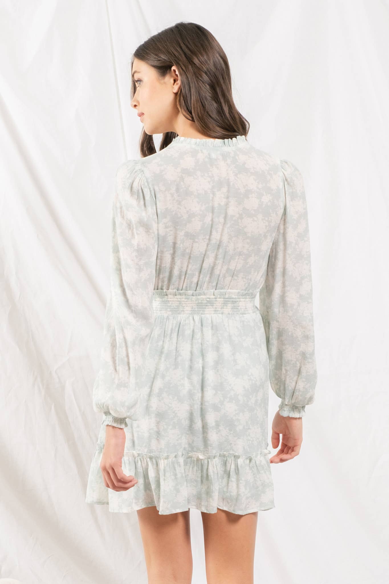 Empire Waist Long Sleeve Mini Dress 