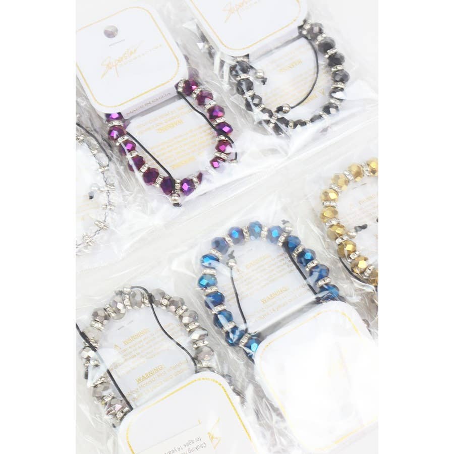 Metallic Bead Adjustable String Bracelet