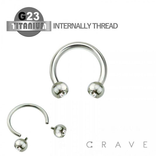 Titanium Internally Threaded Horseshoe Clear Gems