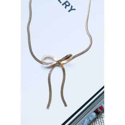 Gold or Silver Chain Bow Necklace