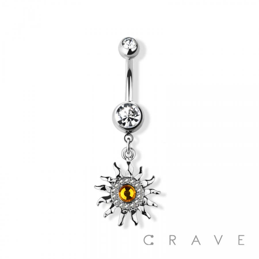 Yellow Topaz Sun Dangle Navel Ring