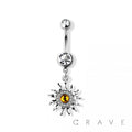Yellow Topaz Sun Dangle Navel Ring