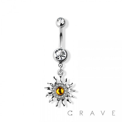 Yellow Topaz Sun Dangle Navel Ring