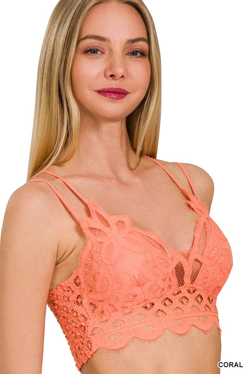 Crochet Lace Bralette With Removable Bra Pads