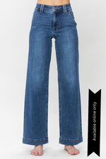 Judy Blue Full Size Double Button Wide Leg Jeans