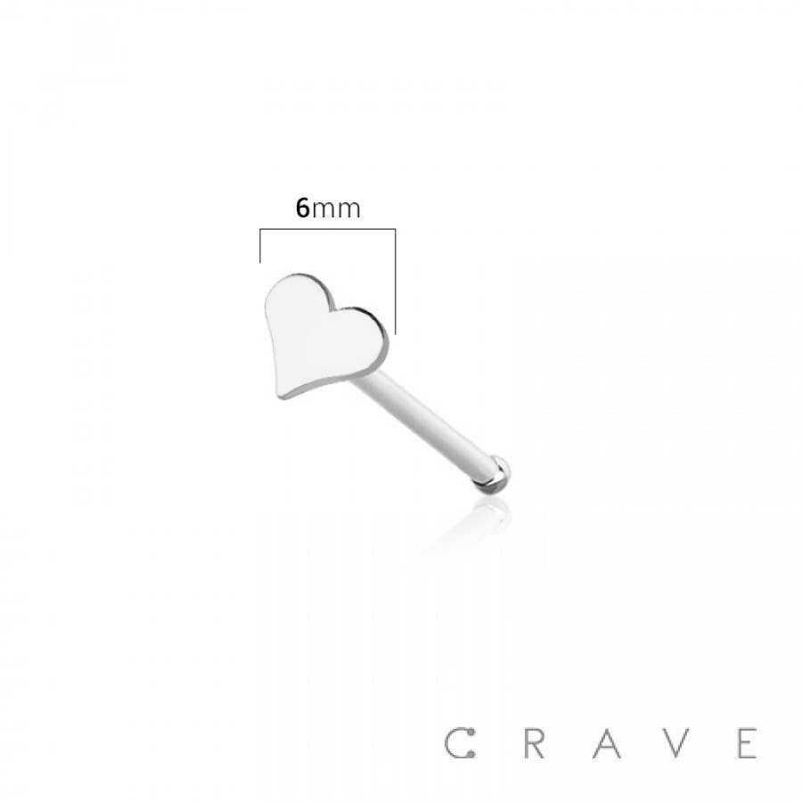 Heart Flat Head 316L Surgical Steel Nose Bone Ring