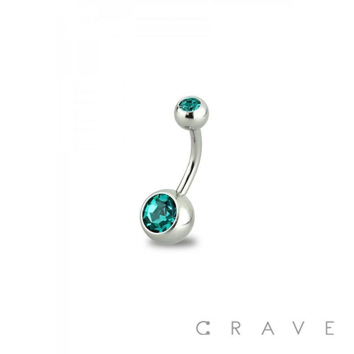 8MM Length Basic 316L Press Fit Double Gem Navel Ring