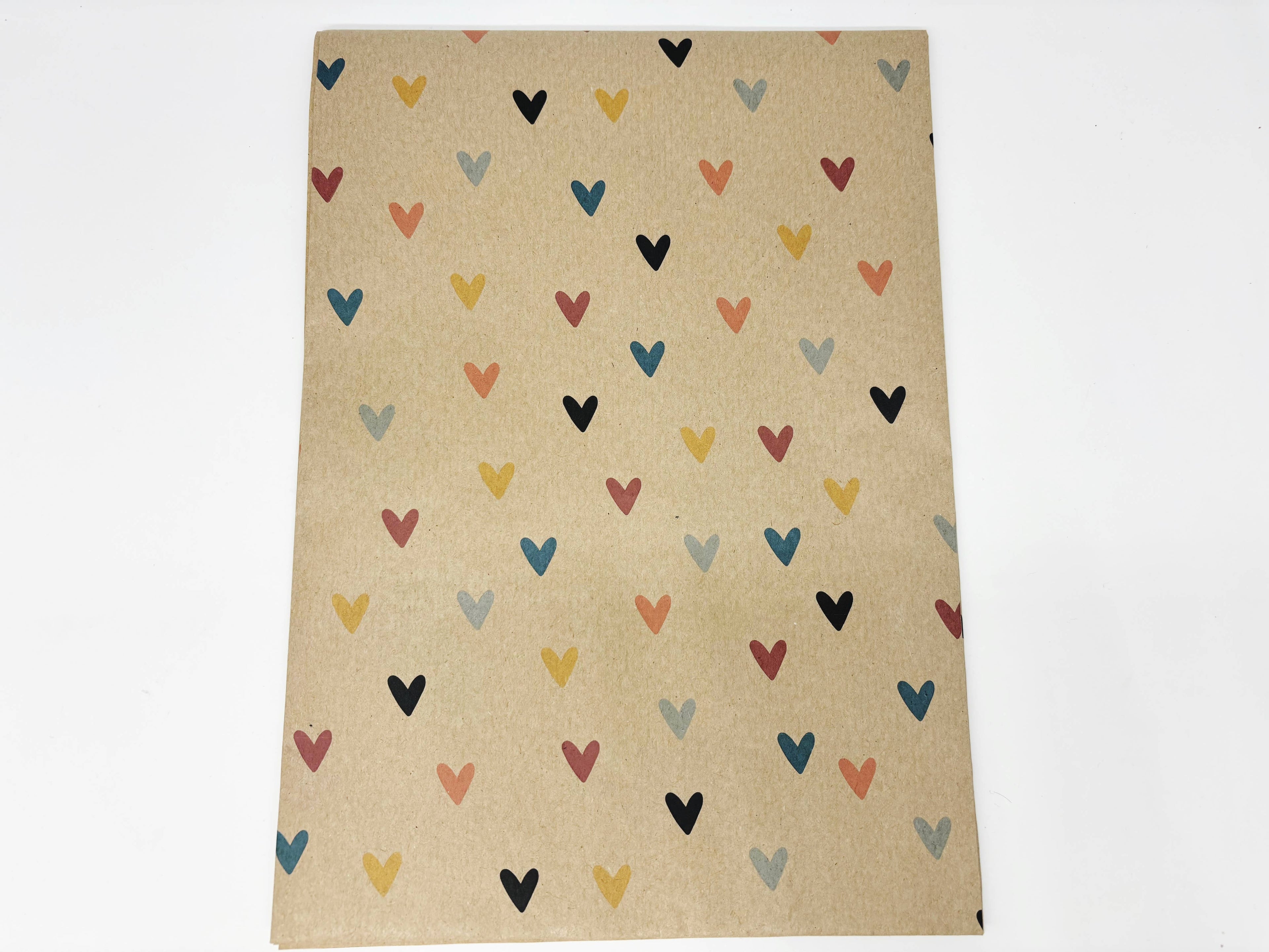 Colorful Hearts Recycled Kraft Wrapping Paper Gift Wrap