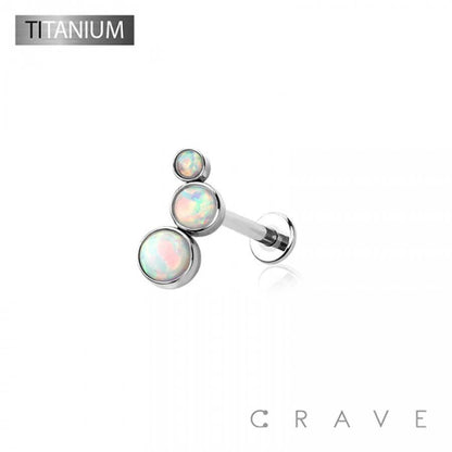 IMPLANT GRADE TITANIUM THREADLESS (PUSH IN) ROUND SYNTHETIC: GOLD/WHITE OPAL