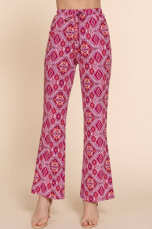 Stretch Print Straight Long Pants