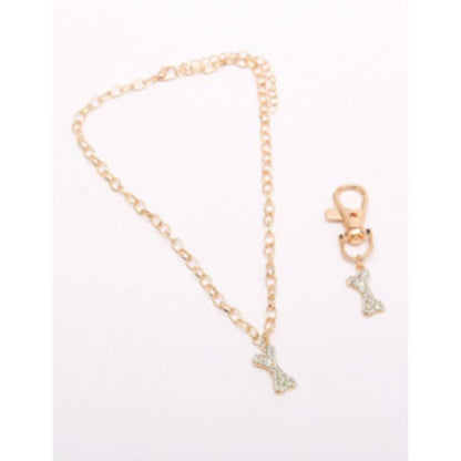 Diamond Bone Pet Necklace/Collar and Keychain Set