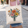 Wildflower Bouquet Print Canvas Tote