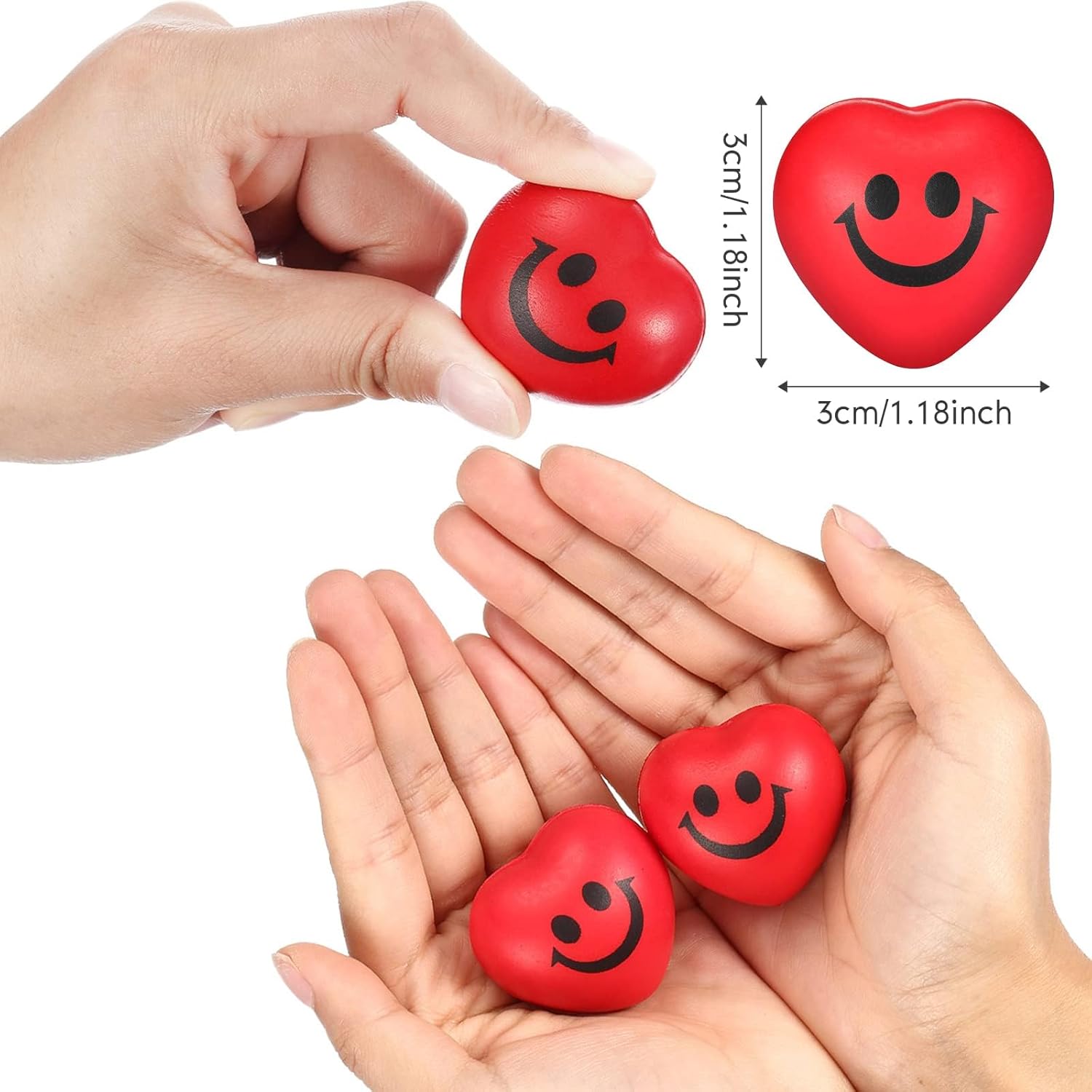 Red Heart Smiley Stress Balls