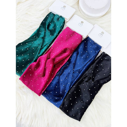 Stretch Velvet with stud Detail Headwrap