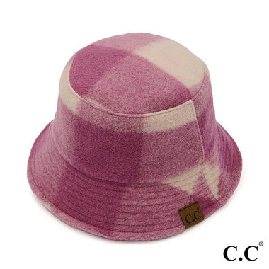 C.C Checkered Pattern Fleece Bucket Hat