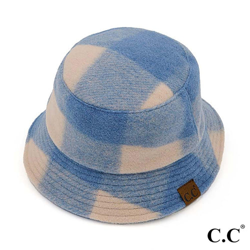 C.C Checkered Pattern Fleece Bucket Hat